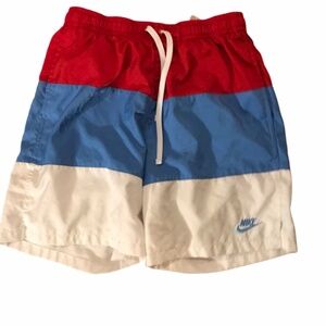 Size L- Nike red white and blue swim trunks